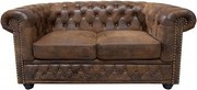 Canapea clasica stil englezesc Chesterfield 2 locuri maro antic