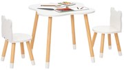 HOMCOM Set de Masă și Scaun din Lemn pentru Copii, Masă de Activități pentru Copii cu Vârsta de 3+ ani, 56x56x50 cm, Gri | Aosom Romania