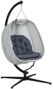 Outsunny Fotoliu suspendat cu formă de ou pentru exterior, Leagăn cu suport pentru interioare și exterioare | Aosom Romania