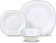 Set farfurii 18 piese, opal, alb cu auriu Kinghoff KH-1923