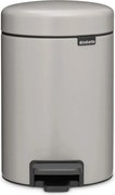 Cos de gunoi cu pedala Brabantia NewIcon 1010433, 3 l, Inchidere lenta, Baza antiderapanta, Gri deschis