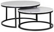 Set 2 masute de cafea rotunde din marmura si metal Lexington 46x91,5x91,5 cm albe