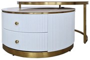 Masa de cafea Ivo alb/marmura alba/auriu ø80/h42 cm