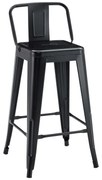 Scaun Bar Cu Spatar Upser Metalic Negru Mat