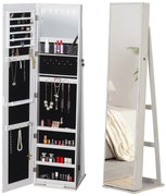 HOMCOM Dulap Bijuterii LED Alb cu Cheie | Aosom Romania