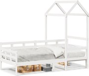 vidaXL Pat de zi cu acoperiș, alb, 80x200 cm, lemn masiv de pin