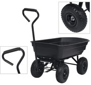vidaXL Cărucior manual de grădină basculabil, negru, 300 kg, 75 L