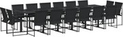 vidaXL Set mobilier de grădină, 17 piese, negru, textilenă