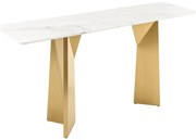 Consola design modern, Metal, Auriu, Marmura, Alb, EXTRAVAGANCIA 140cm
