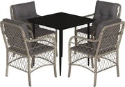 vidaXL Set mobilier de grădină cu perne, 5 piese gri deschis poliratan