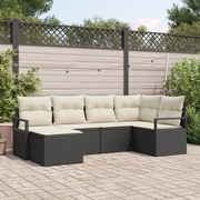 vidaXL Set de canapele pentru grădină 6 pcs Negru Rattan poli