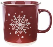 Cană de Crăciun din ceramică Snowflake roșu, 710 ml