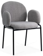 Scaun dining gri boucle cu cadru metalic negru BUC 281