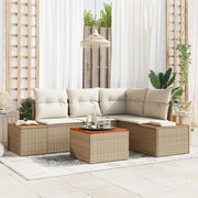vidaXL Set de canapele pentru grădină cu pernă 5 pcs Bej Rattan poli