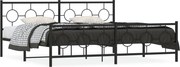 vidaXL Cadru pat metalic cu tăblii de cap/picioare, negru, 200x200 cm