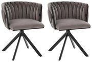 Set de 2 scaune pivotante din catifea, Gri | Aosom Romania