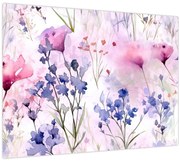 Tablou pe sticlă - Acuarelă pajiște (70x50 cm)