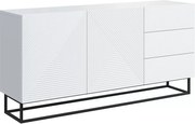 Comodă Asha 167 cm cu două uși și sertare - alb mat / cadru negru