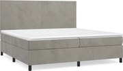 vidaXL Pat box spring cu saltea, gri deschis, 200x200 cm, catifea