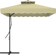 Outsunny Umbrelă Suspendată cu Copertină Dublă, Deschidere cu Manivelă, Bază în Cruce şi Falduri, 2.5x2.5 m, Bej | Aosom Romania