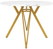 Masă rotundă pentru 4 persoane, Alb+Auriu | Aosom Romania