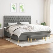 vidaXL Pat box spring cu saltea, gri închis, 200x200 cm, textil