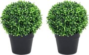 vidaXL Plante artificiale cimișir cu ghiveci, 2 buc. verde 32 cm minge