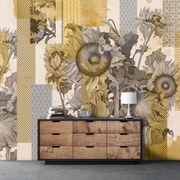 Fototapet - Floarea-soarelui cu texturi (147x102 cm)