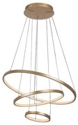 Lustra LED cu telecomanda cu 3 inele metal auriu Beliza