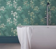 Tapet Hummingbird, Seafoam Teal Luxury Bird, 1838 Wallcoverings, 5.3mp / rola