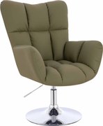 HR650N Scaun Khaki Piele Ecologica Premium Soft cu Bază Cromata