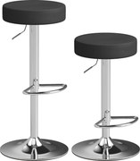 HOMCOM Set 2 Scaune de Bar din Piele PU, Rotative, Înălțime Reglabilă pentru Bucătărie, Negru | Aosom Romania