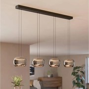 Eglo 390433 - Lustră LED dimabilă HORTUNAS pe cablu, 4 x LED, 5,8 W, 230 V, negru/fumuriu