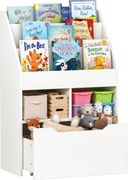 Biblioteca pentru Copii cu mai Multe Rafturi Suport de Organizare cu Sertar de Depozitare pentru Camera de Joaca, Alb HOMCOM | Aosom Romania