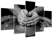 Tablou alb negru - producția de ceramică (150x105 cm)