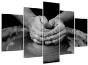 Tablou alb negru - producția de ceramică (150x105 cm)