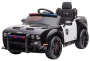 Mașinuță electrică de poliție Dodge Challenger 50W/4500 mAh negru/alb