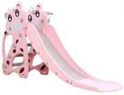 Tobogan Pentru Copii NOVOKIDS™ Giraffe, Pentru Interior si Exterior, 185 centimetri panta alunecare, Maxim 50 Kg, Cos de baschet inclus, Girafa, Roz