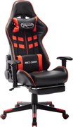vidaXL Scaun jocuri cu suport picioare, negru/roșu, piele artificială