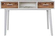 Consolă lemn masiv alb Timeless 2 Sertare 1 Nișă, 138 × 38 × 80 cm