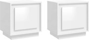 vidaXL Noptiere 2 buc, alb extralucios, 44x35x45 cm, lemn prelucrat