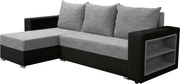 Canapea extensibilă cu raft, melanj negru/gri, stânga, MERAK ROH
