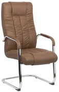 Scaun vizitator OFF 8115 maro din piele ecologică cu aspect elegant