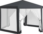 Outsunny Pavilion 4x4 m de Gradina Hexagonal cu Pereti din Plasa, 2 Usi si Picioare Reglabile, Pavilion din Metal si Poliester | Aosom Romania