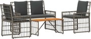 vidaXL Set de Mobilier pentru Exterior 4 pcs Negru și Gri închis
