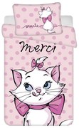 Lenjerie de pat pentru copii roz din bumbac pentru pătuț 100x135 cm Marie Cat "Merci" – Jerry Fabrics