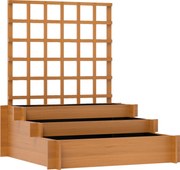 Outsunny Jardinieră cu 3 Niveluri și Grilaj pentru Plante Cățărătoare, Straturi Ridicate din Lemn, 95x95x110cm, Natural | Aosom Romania