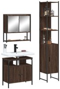 vidaXL Set mobilier de baie, 3 piese, stejar maro, lemn prelucrat