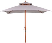 Outsunny Umbrelă de Grădină cu Sistem cu Coardă și Parasolar cu 2 Niveluri, 300x300x297 cm, Gri | Aosom Romania