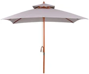Outsunny Umbrelă de Grădină cu Sistem cu Coardă și Parasolar cu 2 Niveluri, 300x300x297 cm, Gri | Aosom Romania